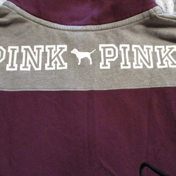 PINK Victoria Secret Woman Medium Red Gray Warm Long Sleeve Pullover Sweatshirt - Picture 8 of 10